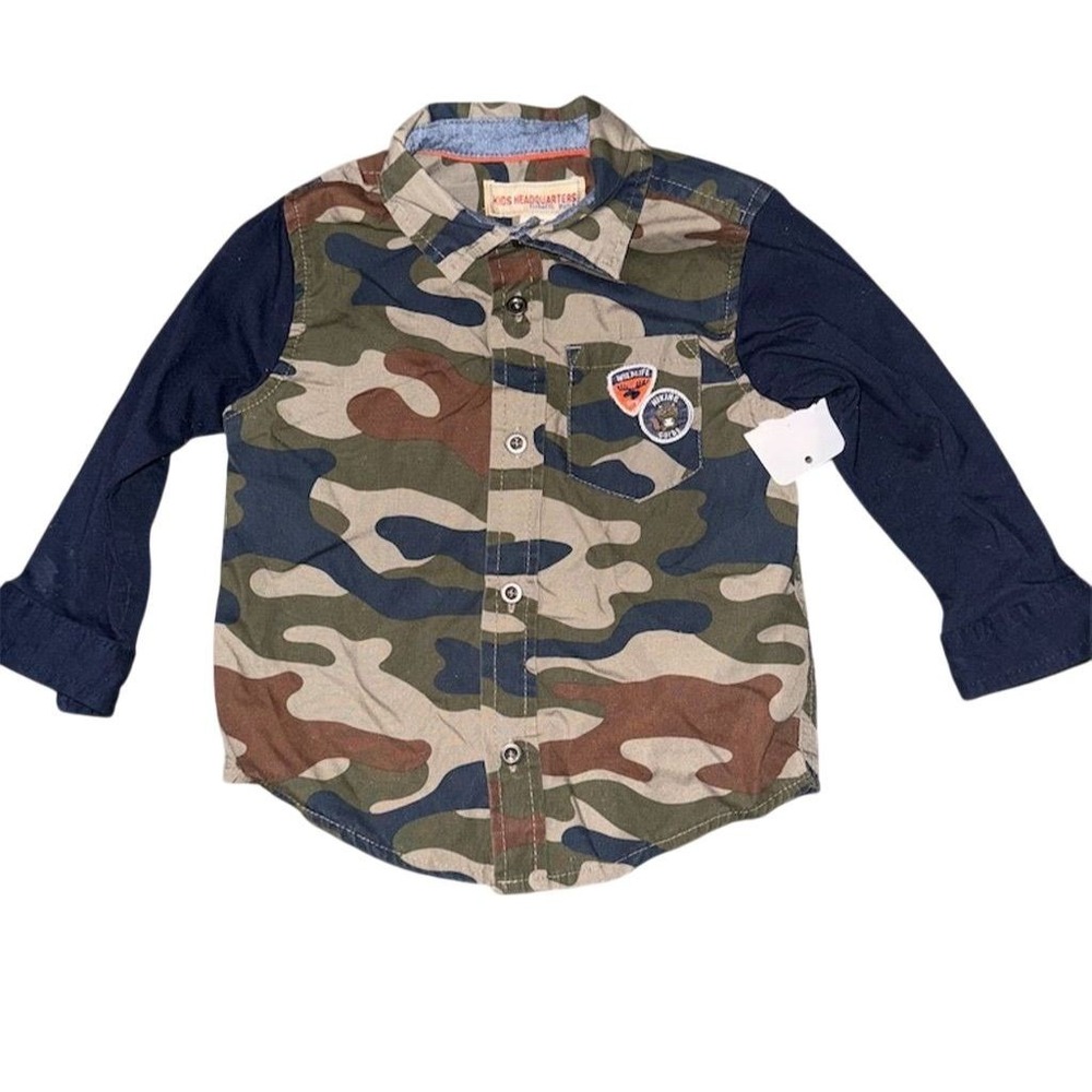Kids Headquarters Toddler Camo Button-Up Shirt 24M Adventure Patches outdoor